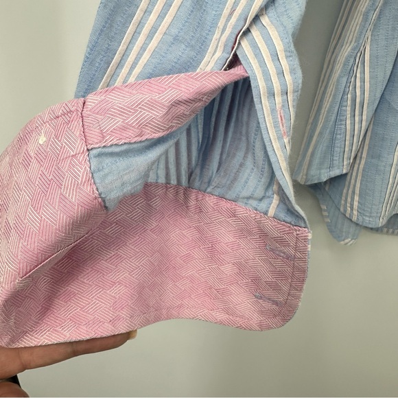 Robert Graham Mens Button Up Long Sleeve Shirt Blue Flip Cuff Stripes XL | Q1946 - Picture 5 of 12